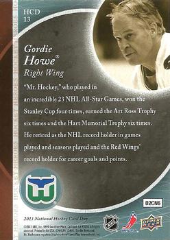 2011 Upper Deck National Hockey Card Day #HCD13 Gordie Howe  Back