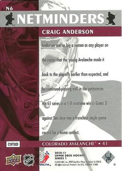 2010-11 Upper Deck - Netminders #N6 Craig Anderson  Back