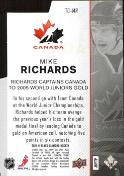 2010-11 Upper Deck Black Diamond - Team Canada #TC-MR Mike Richards  Back