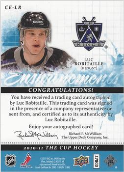 2010-11 Upper Deck The Cup - Enshrinements #CE-LR Luc Robitaille  Back