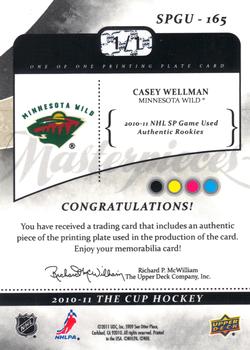 2010-11 Upper Deck The Cup - Printing Plates SP Game Used Magenta #SPGU-165 Casey Wellman  Back