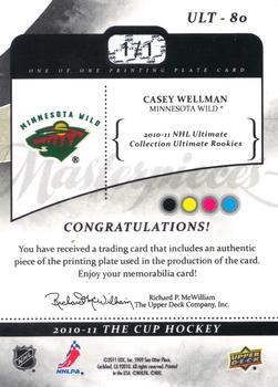 2010-11 Upper Deck The Cup - Printing Plates Ultimate Collection Black #ULT-80 Casey Wellman  Back