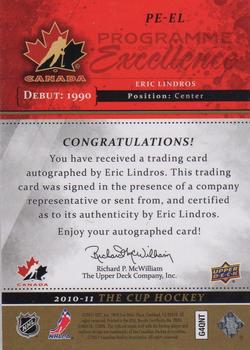 2010-11 Upper Deck The Cup - Programme of Excellence #PE-EL Eric Lindros Back