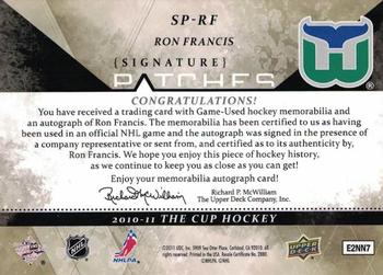2010-11 Upper Deck The Cup - Signature Patches #SP-RF Ron Francis Back