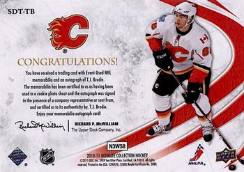 2010-11 Upper Deck Ultimate Collection - Debut Threads Autographs #SDT-TB T.J. Brodie  Back