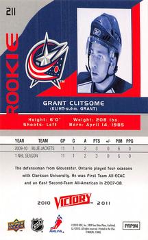 2010-11 Upper Deck Victory - Red #211 Grant Clitsome  Back