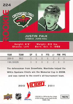 2010-11 Upper Deck Victory - Red #224 Justin Falk  Back