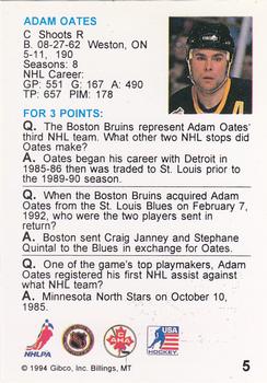 1994 Hockey Wit #5 Adam Oates Back