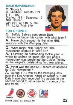 1994 Hockey Wit #22 Dale Hawerchuk Back