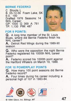1994 Hockey Wit #47 Bernie Federko Back