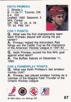 1994 Hockey Wit #67 Keith Primeau Back