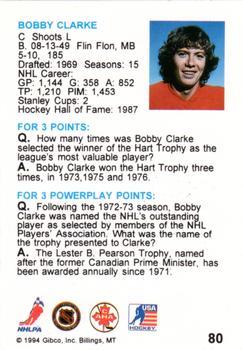 1994 Hockey Wit #80 Bobby Clarke Back