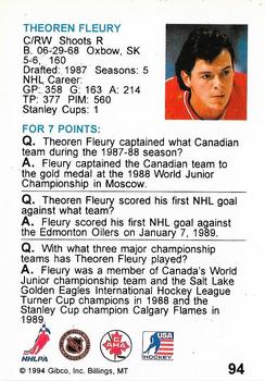 1994 Hockey Wit #94 Theoren Fleury Back