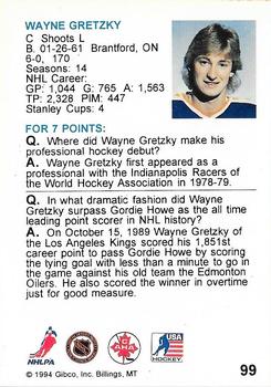 1994 Hockey Wit #99 Wayne Gretzky Back