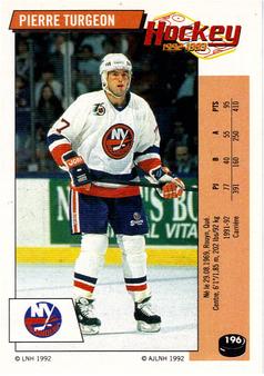 1992-93 Panini Hockey Stickers (French) #196 Pierre Turgeon  Front
