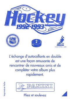 1992-93 Panini Hockey Stickers (French) #2 Chicago Blackhawks Logo Back