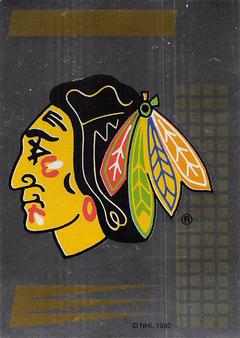 1992-93 Panini Hockey Stickers (French) #2 Chicago Blackhawks Logo Front