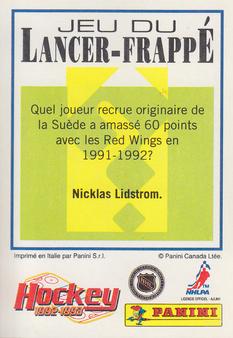 1992-93 Panini Hockey Stickers (French) #8 Jocelyn Lemieux  Back