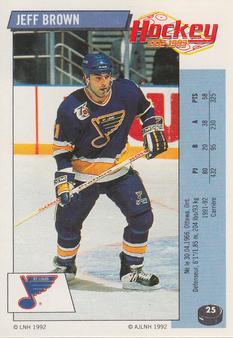 1992-93 Panini Hockey Stickers (French) #25 Jeff Brown  Front