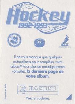1992-93 Panini Hockey Stickers (French) #26 Vancouver Canucks Logo Back