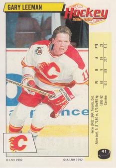 1992-93 Panini Hockey Stickers (French) #41 Gary Leeman  Front