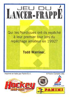 1992-93 Panini Hockey Stickers (French) #67 Tomas Sandstrom  Back