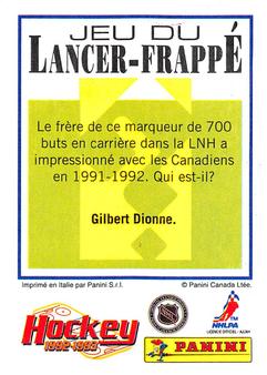 1992-93 Panini Hockey Stickers (French) #70 Corey Millen  Back