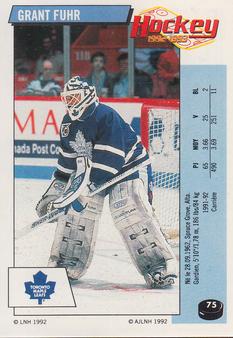 1992-93 Panini Hockey Stickers (French) #75 Grant Fuhr  Front