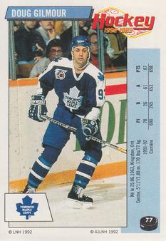 1992-93 Panini Stickers (French) #77 Doug Gilmour  Front