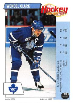 1992-93 Panini Hockey Stickers (French) #79 Wendel Clark  Front