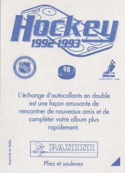 1992-93 Panini Hockey Stickers (French) #98 Edmonton Oilers Logo Back