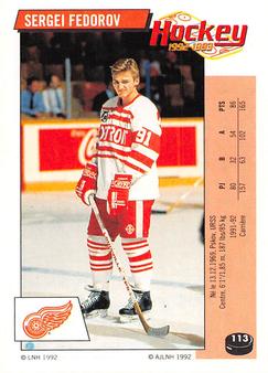 1992-93 Panini Hockey Stickers (French) #113 Sergei Fedorov  Front