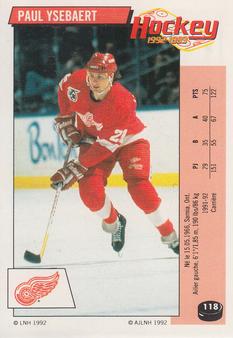1992-93 Panini Hockey Stickers (French) #118 Paul Ysebaert  Front