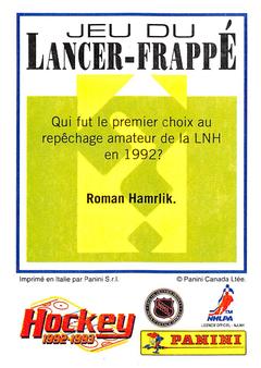 1992-93 Panini Hockey Stickers (French) #136 Adam Oates  Back