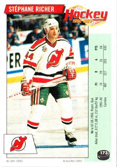1992-93 Panini Hockey Stickers (French) #173 Stephane Richer  Front