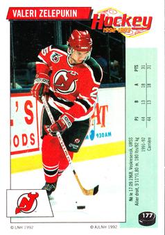 1992-93 Panini Hockey Stickers (French) #177 Valeri Zelepukin  Front