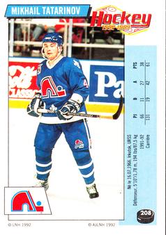 1992-93 Panini Hockey Stickers (French) #208 Mikhail Tatarinov  Front