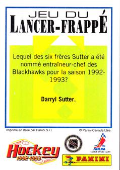 1992-93 Panini Hockey Stickers (French) #219 Tom Barrasso  Back
