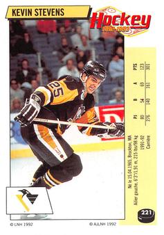 1992-93 Panini Hockey Stickers (French) #221 Kevin Stevens  Front
