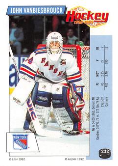 1992-93 Panini Hockey Stickers (French) #232 John Vanbiesbrouck  Front