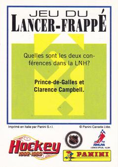 1992-93 Panini Stickers (French) #237 Mike Gartner  Back