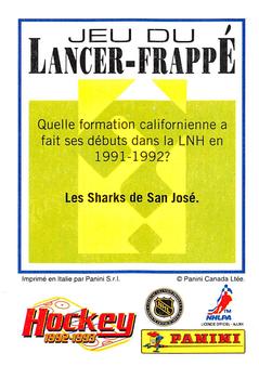 1992-93 Panini Hockey Stickers (French) #299 Alexander Mogilny  Back
