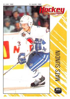 1992-93 Panini Hockey Stickers (French) #302 Mats Sundin  Front