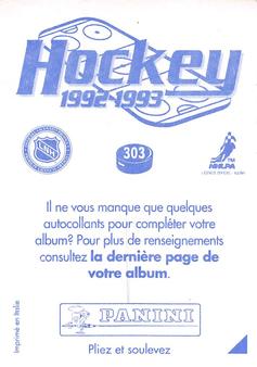 1992-93 Panini Hockey Stickers (French) #303 Calder Trophy  Back