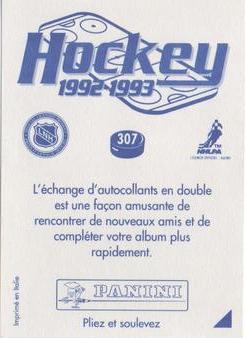 1992-93 Panini Stickers (French) #307 Selke Trophy Back