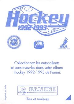 1992-93 Panini Hockey Stickers (French) #308 Vezina Trophy  Back