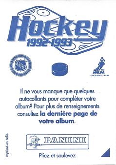 1992-93 Panini Hockey Stickers (French) #C Pavel Bure  Back
