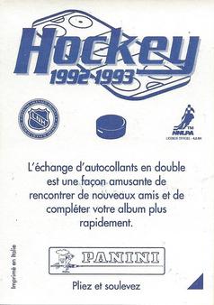 1992-93 Panini Stickers (French) #J Nicklas Lidstrom  Back