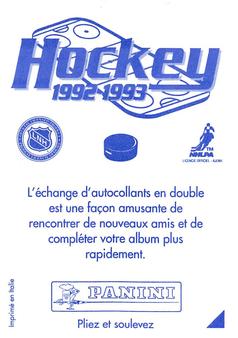 1992-93 Panini Hockey Stickers (French) #T Tony Amonte  Back