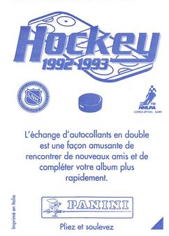 1992-93 Panini Hockey Stickers (French) #U Donald Audette  Back